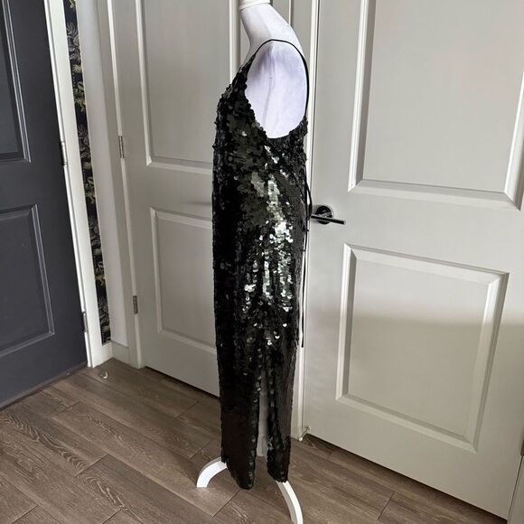 Free People Gorgeous Black and Deep Emerald Green Sequins Maxi Dress Size S - Picture 5 of 9